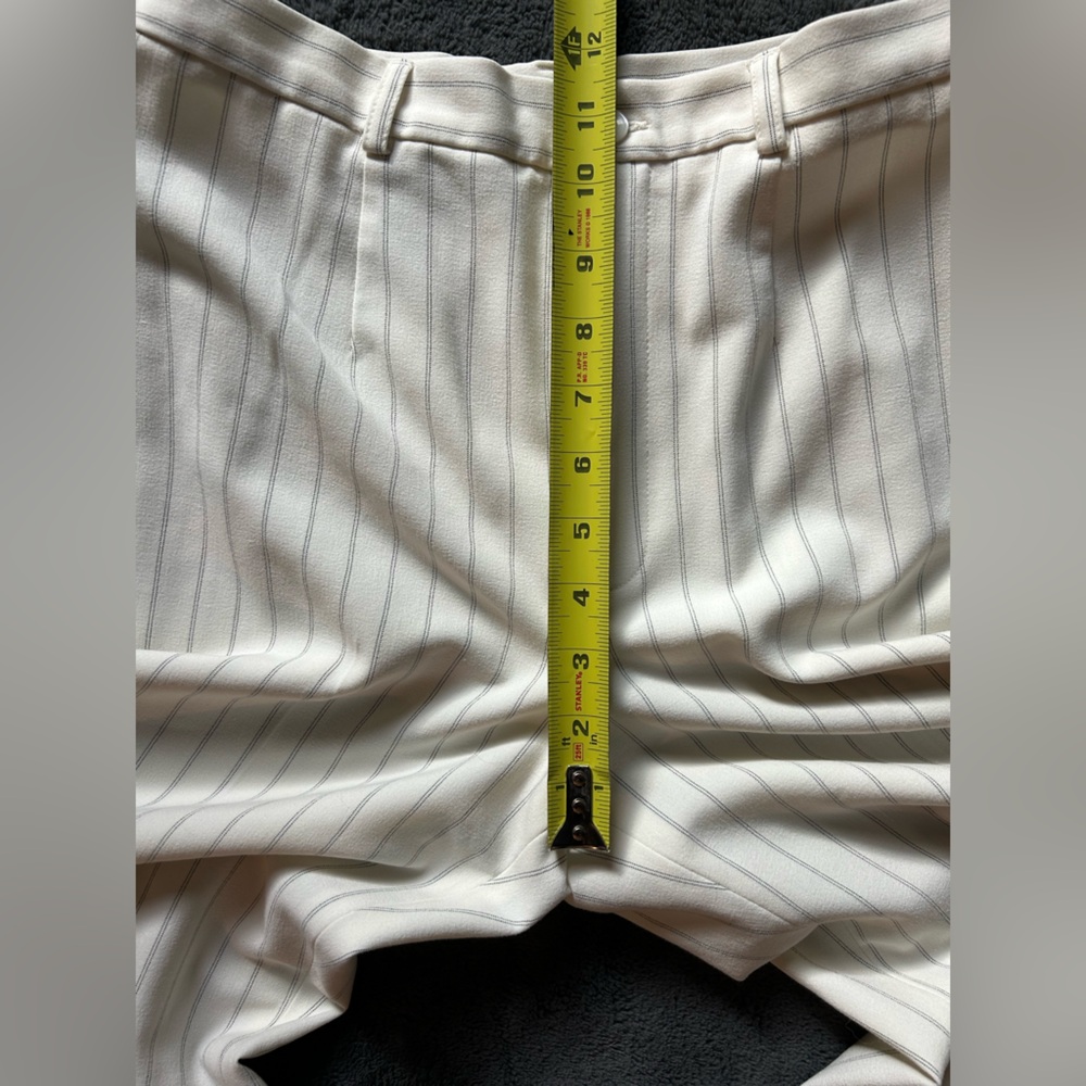 Pinstripe White and Blue Wide Leg Pants - Picture 5 of 10